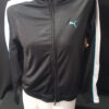 Black Puma Jacket XS White Striped Sleeves Two Way Open End Coil Zipper