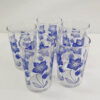 5pc Drinking Glass Blue Flowers Printed Clear Glass