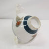 White Ceramic Rice Bowl Leaf Design Blue Base border