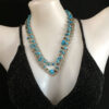 20" Multi-Chain Chunky Necklace Plastic Deep Sky Blue Mineral Beads 20" Long Back Necklace