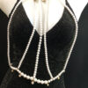 12  Gemstones Accent Body Jewelry Graduated Imitation Pearls Harness with Gold Plated Cable Chain