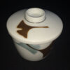 Handle less White Ceramic Hand painted Japanese Tea Cup with Lid