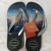 Black size 42 Silver Strap Printed Rubber Flip Flops