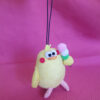 Docomo Yellow Fluffy Bird Plush Cellphone Accessory